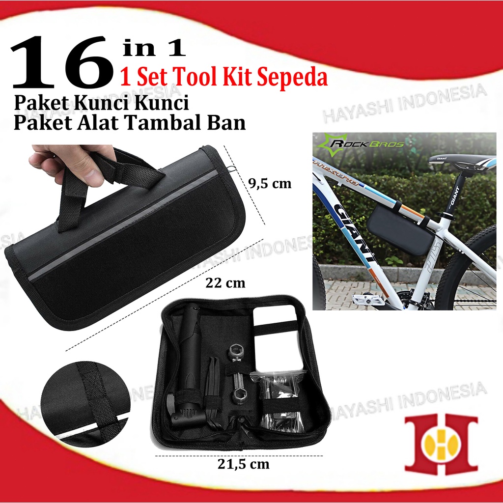 Bike Tool Kit Alat Perlengkapan Sepeda Kunci Hex Tambal Pompa Ban Set