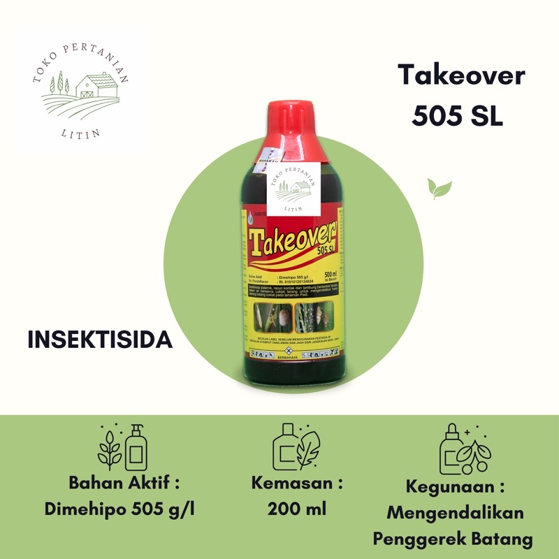 Takeover 505 SL - 200 ml,( Insektisida ) Pengendali Penggerek Batang, Putih Palsu & Wereng