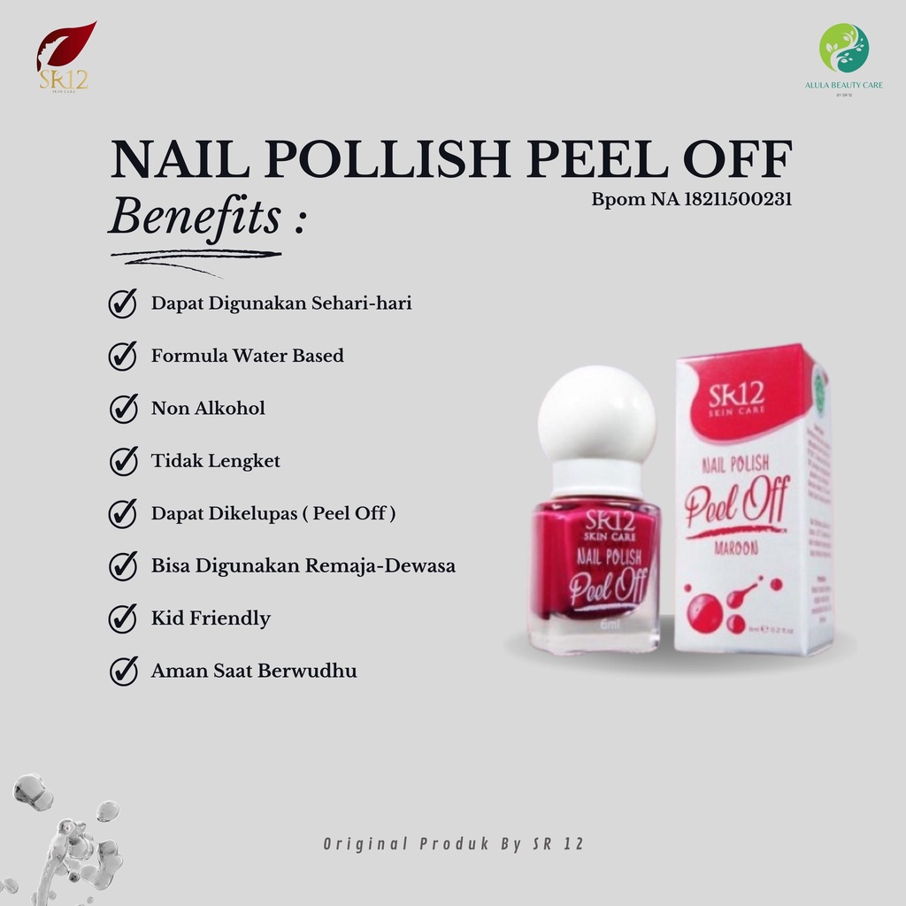 Pewarna Kuku Kutek Halal Bpom Original Nail Polish Peel Off Water Based Sr 12 Maroon Pink Nude Grey 