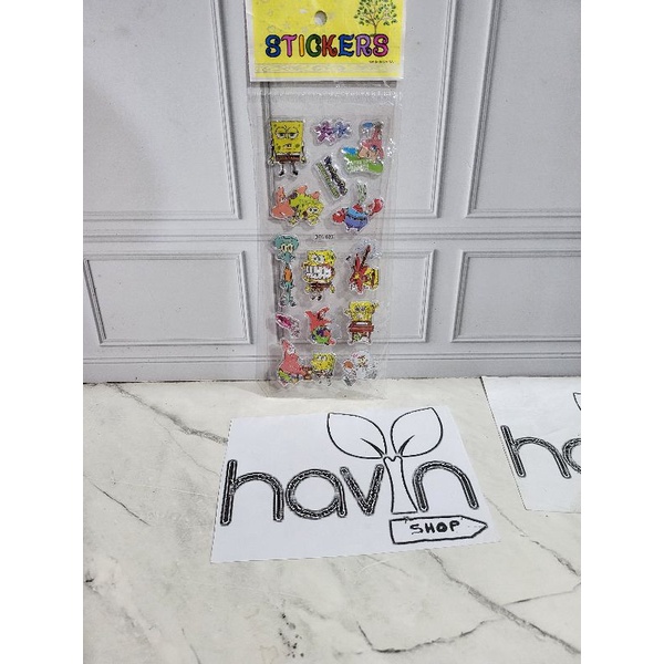 sticker anak/stiker fancy/STICKER 3D METALIK/tempelan-Spongebob