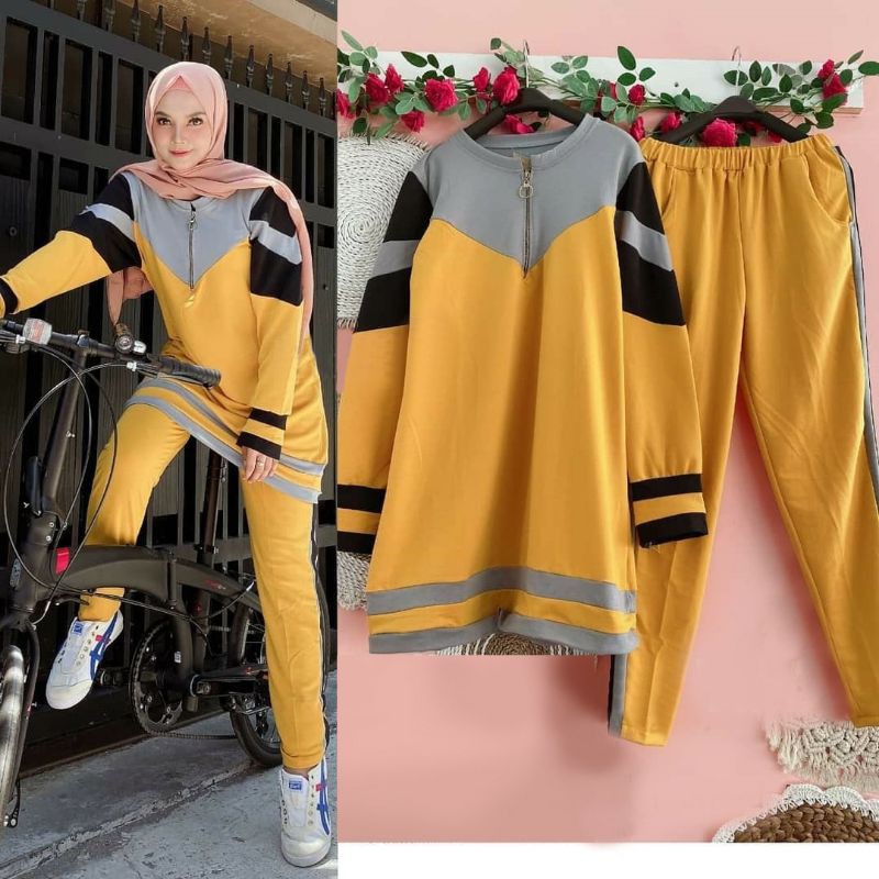 2 UKURAN L DAN XXL SET SELLA GOWES SETELAN ATASAN DAN CELANA BABYTERRY HM ADA VIDEO REAL PICT