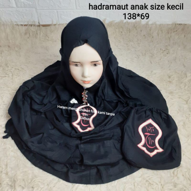 Mukena lajuran terusan anak rayon hadromaut