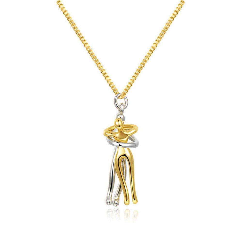 Lily Couple Hugging Pendant Metal Plating Perhiasan Hadiah Hari Valentine Gaya Cinta Kalung