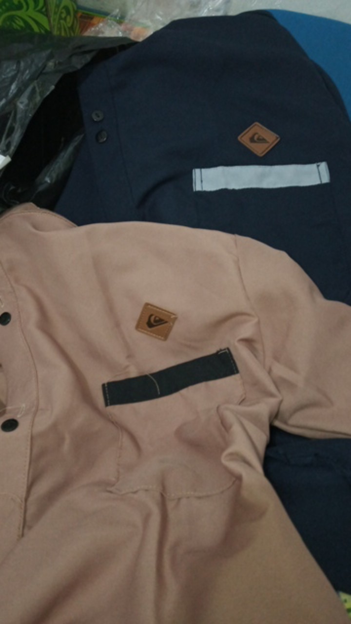 Baju Koko Bordil Kombinasi Batik  Baju Koko Muslim Lengan Pendek By Nusantarafashion