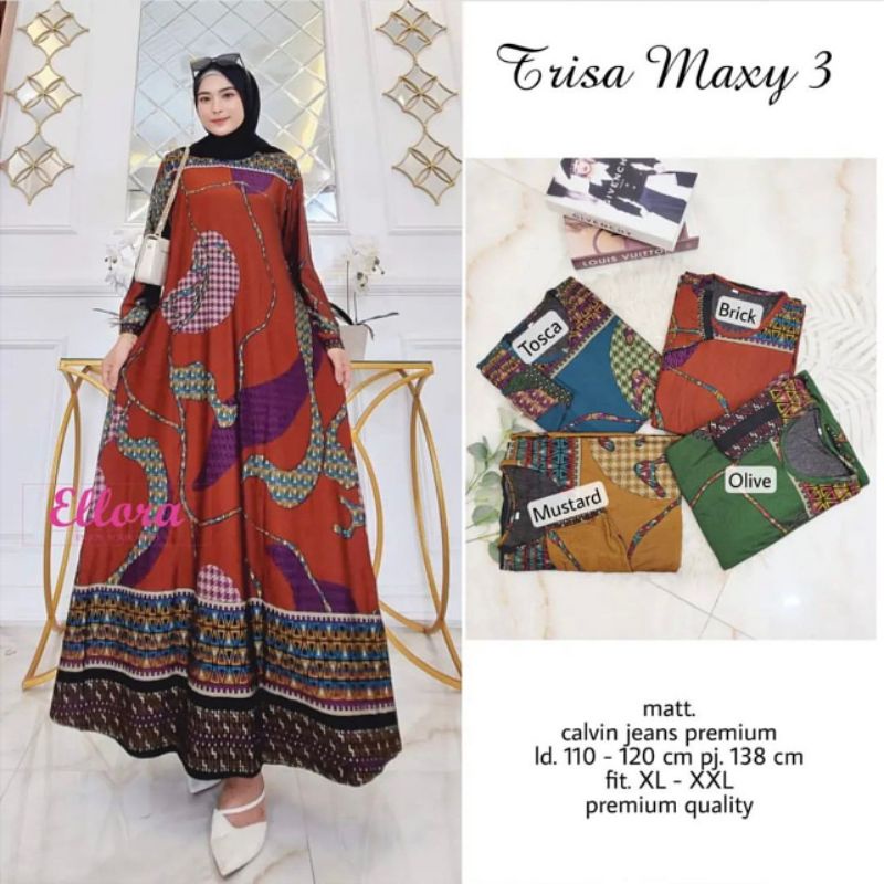 Trisa Maxy 3 - Gamis Calvin Jeans Terbaru LD110+ Jumbo / R.25 - 023-6522