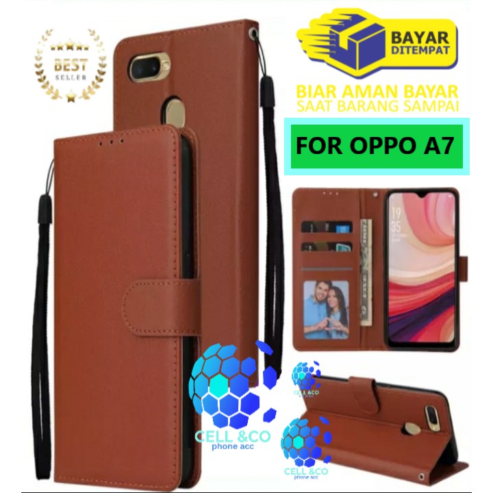 Flip cover OPPO A7 Flip case buka tutup kesing hp casing flip case leather wallet