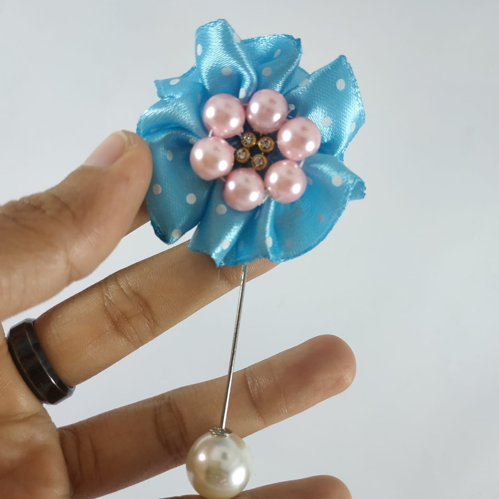 Pin bros Tuspin RIA KOREA Pita Kain Mutiara Handmade  Peniti Hijab Fashion By Tokopelanginicer