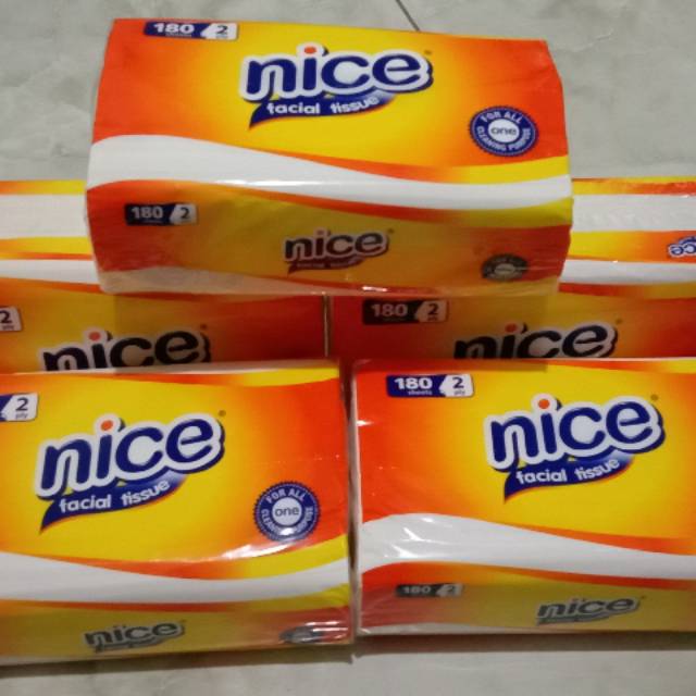 Tissue Facial Nice Isi 180 Sheets Dapet (5 Pack)