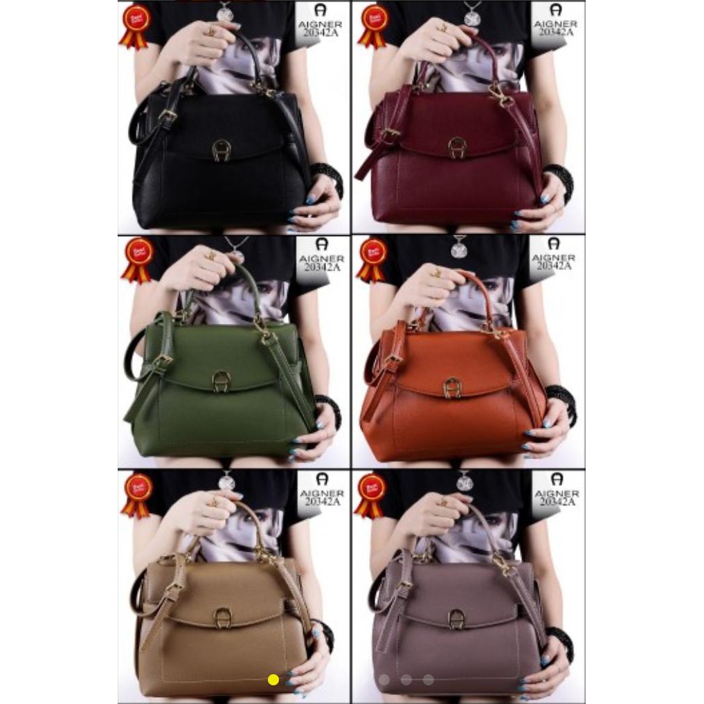 TAS AIGNER GENOVEVA Munich Classic Handbag Soft 20342A#elvis TAS BATAM MURAH IMPORT BRANDED FASHION
