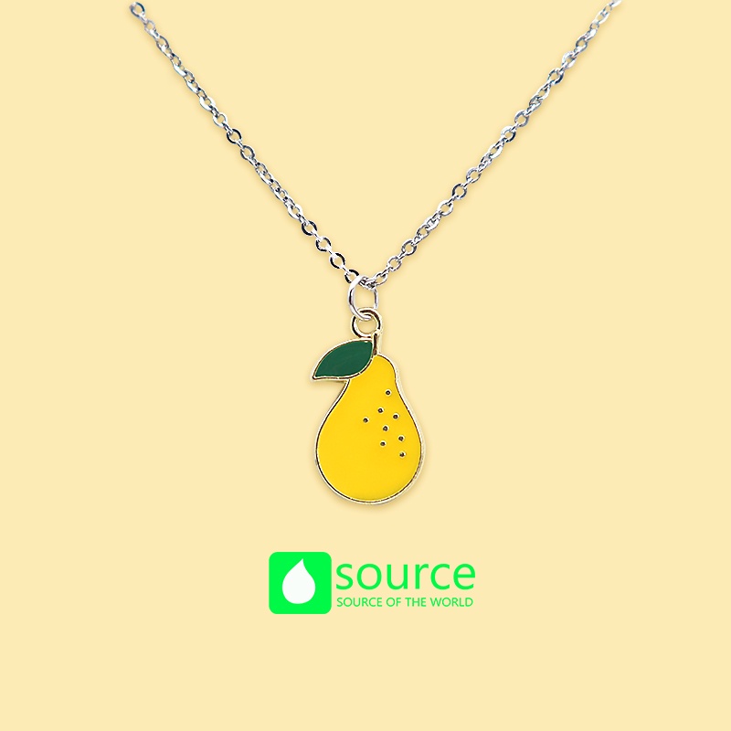 Kalung Rantai Dengan Liontin Kartun Buah Bahan Stainless Steel Untuk Wanita