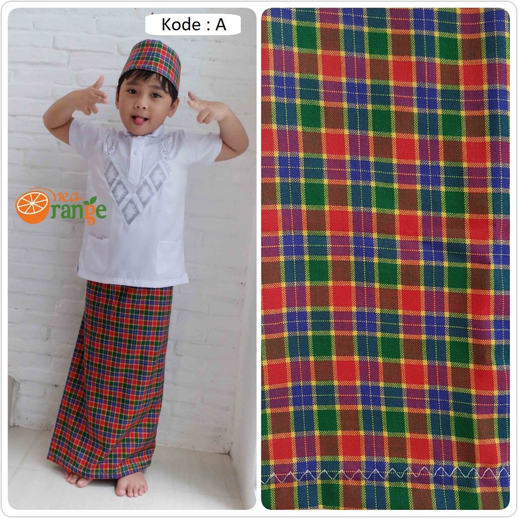 ORANGE KOKO SARUNG PECI sz 1357T Set SARKOCI anak instant anak nea peci cowo instan karet baju muslim kids