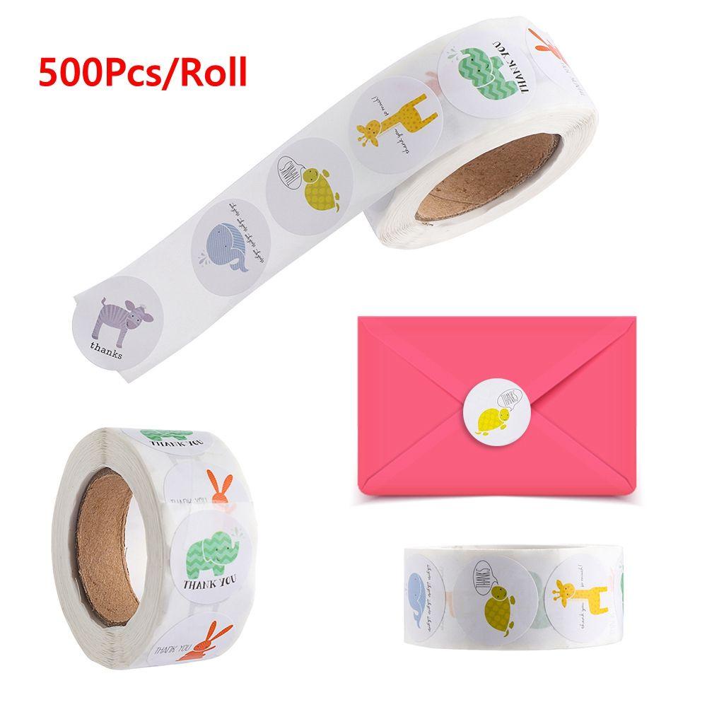 Solighter 500Pcs/Roll Stiker Thank You Sealing Paste Thank You Dekorasi label Bulat