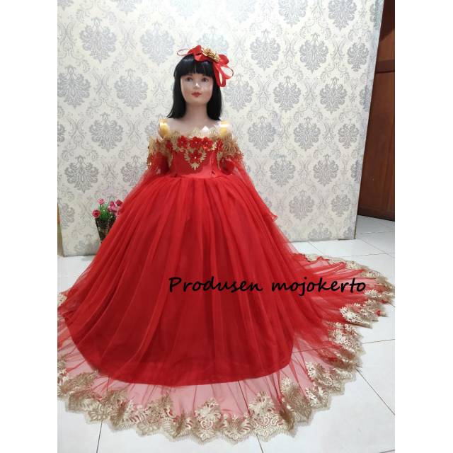 gaun tutu mewah berekor/gaun pengantin anak