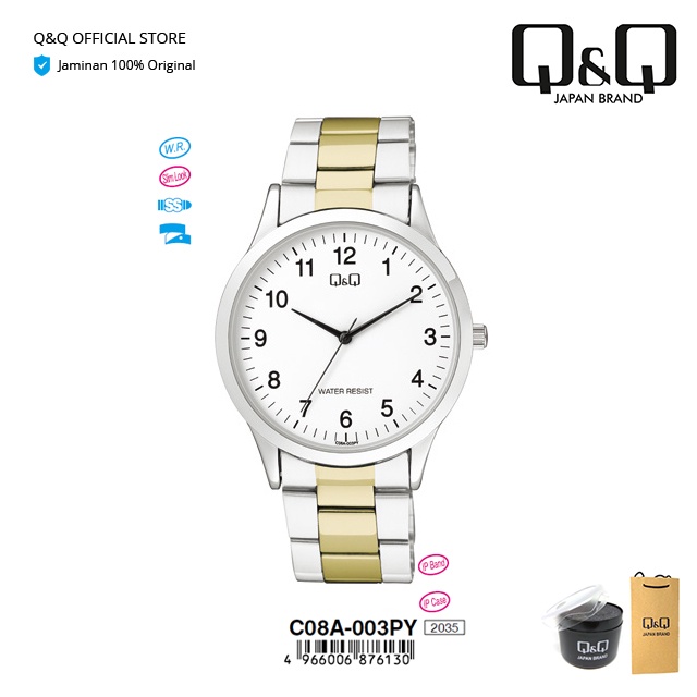 Q&Q QnQ QQ Jam Tangan Arloji Pria Fashion Analog Stainless Steel Rantai - C08 C08A Water Resist 3 BAR-4