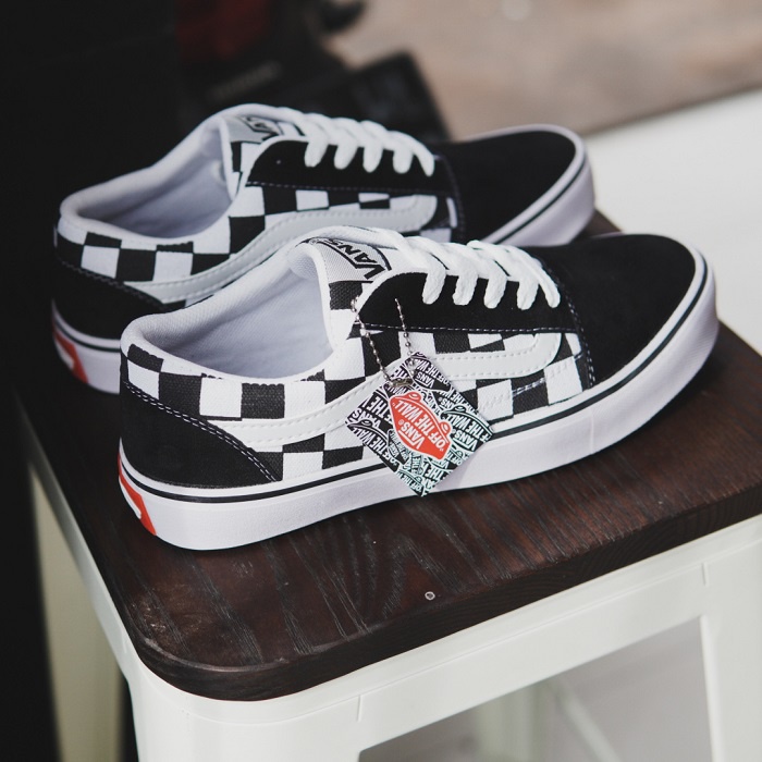 Sepatu Vans Oldskol Checkerboard Black White Hitam Putih Motif Catur Kotak Kado Hadiah sepatu sneakers wanita sepatu sneakers pria