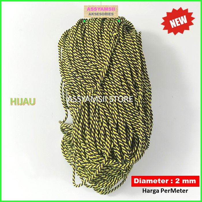Tali Prusik Kecil Paracord Motif Terbaru Murah Gelang Strap Masker Kalung Tenda Aksesoris Tas Dompet-HIJAU