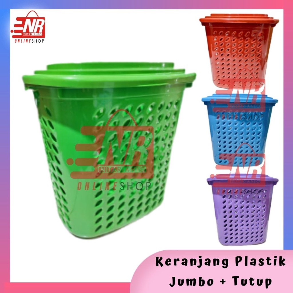 Keranjang Pakaian + Tutup / Keranjang Pakaian Kimplast / Keranjang Laundry Basket / Keranjang Jumbo 