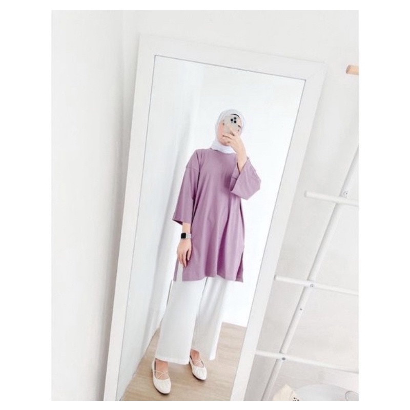 Myza Oversize XXL | Slit Blouse | Blouse Panjang | Blouse Polos Wanita | Baju Terusan Tunic
