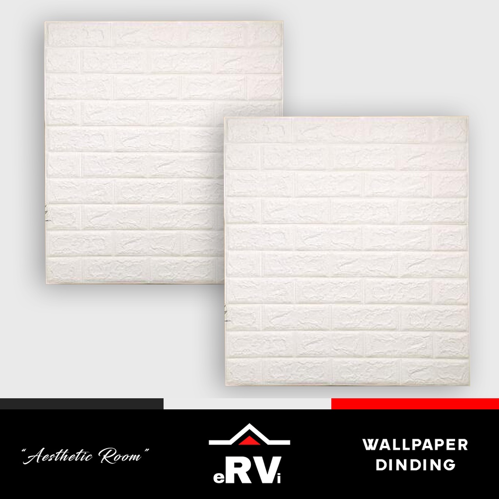 Wallpaper Dinding Model Bata 3D Putih Ukuran 80x70cm