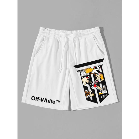 Clothing May - Celana Pendek Off White Boxer Pria Pendek Celana Tali Kolor Bokser Kekinian Cowok Laki-Laki Bahan Babyterry Baby Terry Premium Original Murah