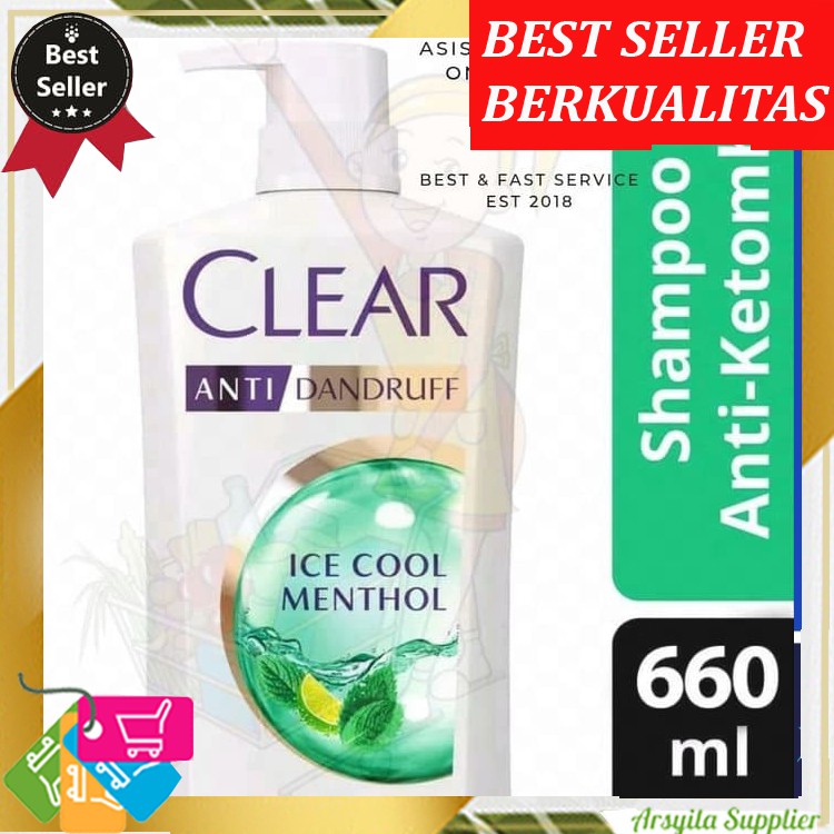 Shampo Clear Ice Cool Menthol 680ml Anti Dandruff Shampoo (Hijau)