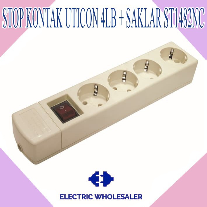 STOP KONTAK UTICON 4 LUBANG + SAKLAR ST1482NC