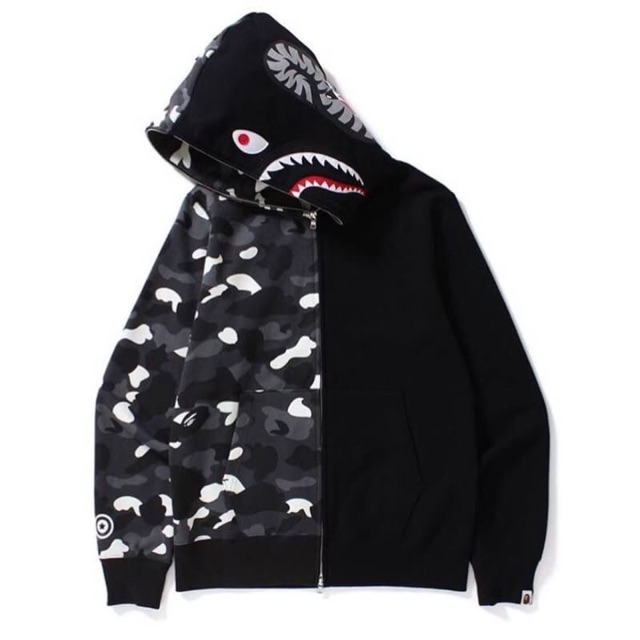 bape shark hoodie black