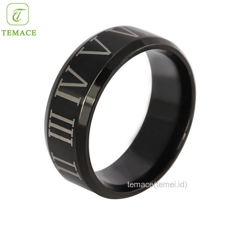 cincin titanium steel desain buddha mammon mantra warna hitam untuk pria