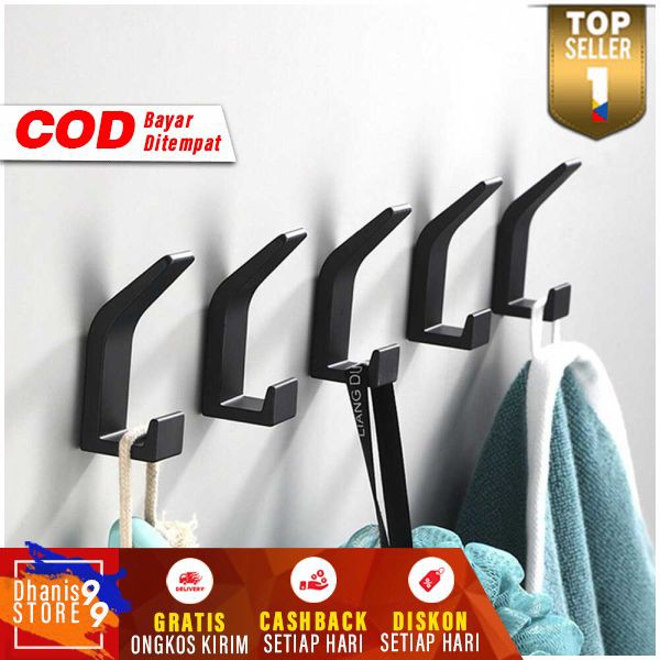 Gantungan Dinding Minimalis Kapstok Hook Hanger Gantung Pakaian Baju Aluminium Berkualitas 5PCS