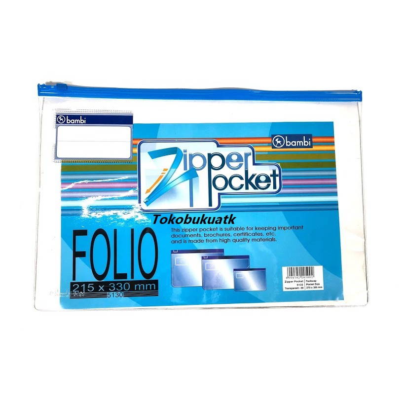 

Zipper Pocket Bambi ukuran Folio /F4