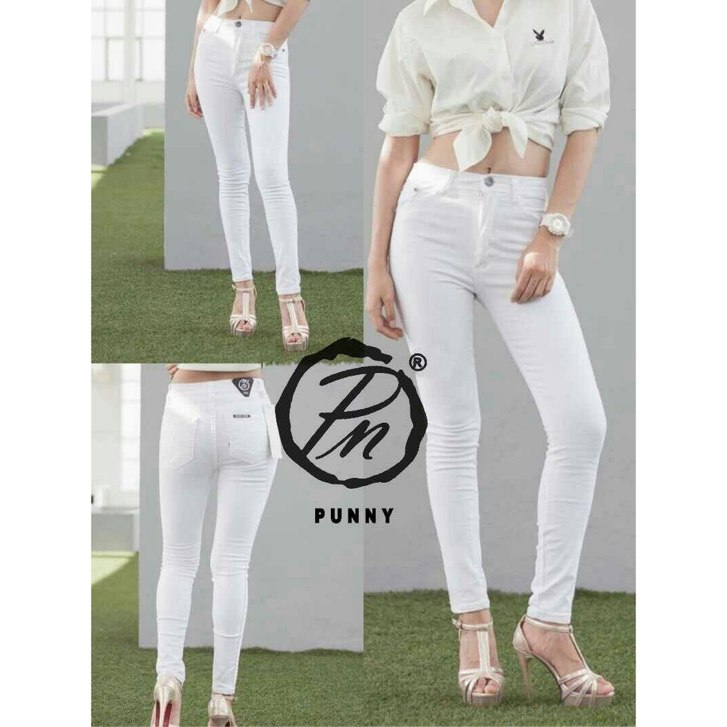 Celana Jeans Wanita - Jeans Highwaist Plain Putih (27-30)