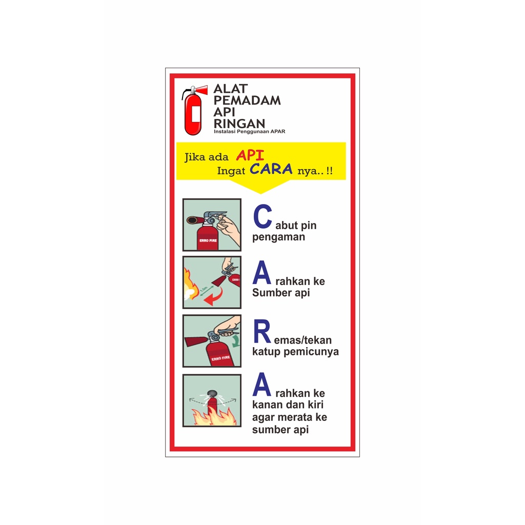 

SING STICKER LABEL K3 RAMBU CARA PNGGUNAAN APAR 15X30CM PEMADAM API