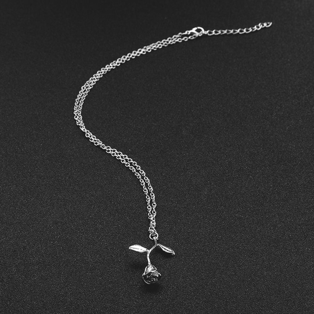 Hu Hu Hu Hu Hu Alat Bantu Pasang Kacamata♡ Kalung Rantai Panjang Dengan Liontin Daun Mawar Bahan Alloy Untuk Wanita