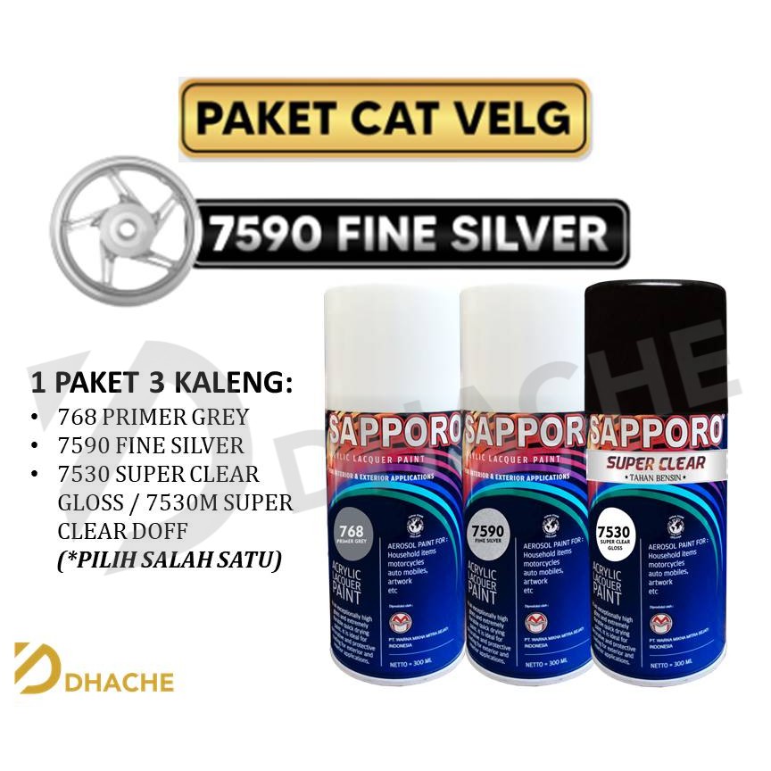 Paket Cat velg Fine silver 7590 / Sapporo Spray / Sapporo Velg Silver