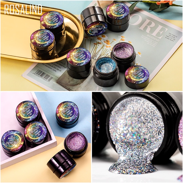 ROSALIND Shiny Rainbow gel polish READY ALL COLOR 5ml Rosalind glitter pot Rosalind glitter series