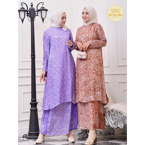 Zaja - One Set Batik Qonyta Motif Batik Mewah &amp; Anggun One Set Rok Batik Terbaru Stelan Batik Atasan &amp; Rok Fashion Muslim Perempuan Dewasa Setcel Batik Terbaru Motif Cantik