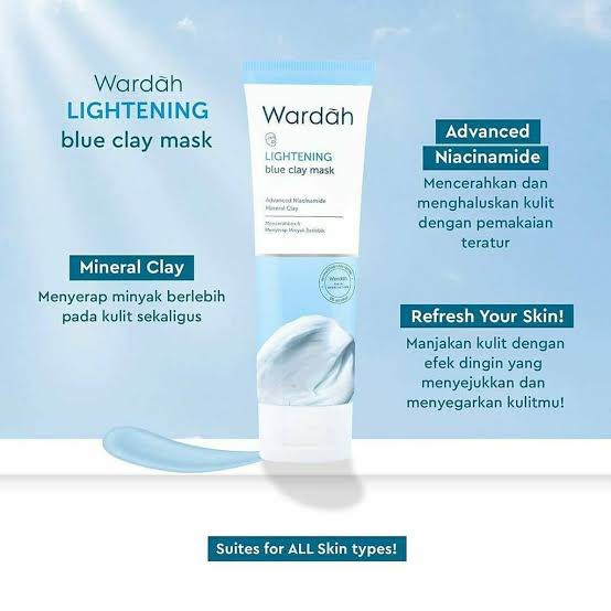 ✿ELYSABETHME✿ 🅆 🄰 🅁 🄳 🄰 🄷 Wardah lightening face mask biru masker wajah lembut cocok untuk kulit sensitif