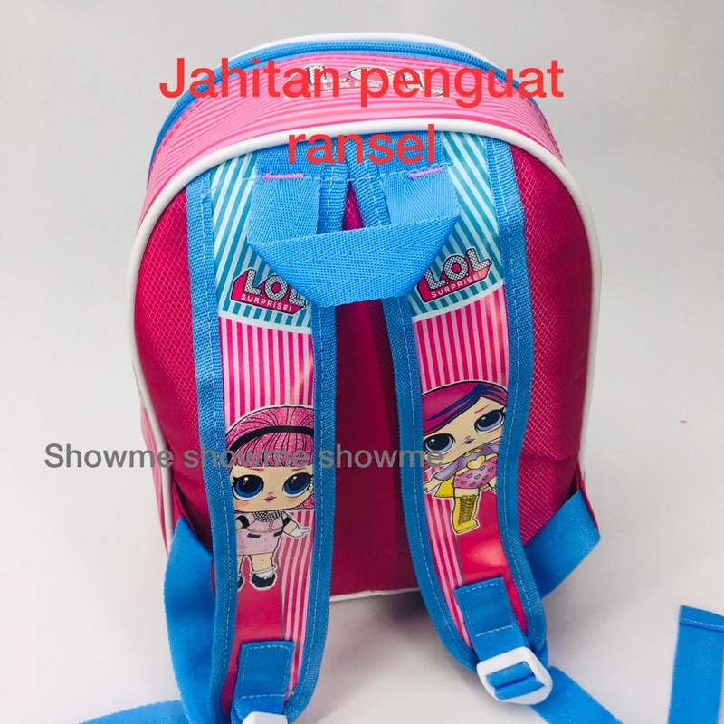 SHOWME Tas Ransel Anak Sekolah PAUD-TK- PLAYGROUP  LOL SUPRISE BIRU MUDA Kualitas PREMIUM.