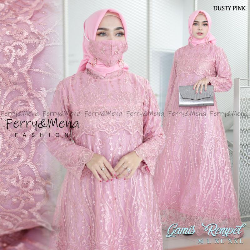 Fashion wanita gamis realpict//gamis tulle remple//gamis tulle tebal mewah//gamis modern