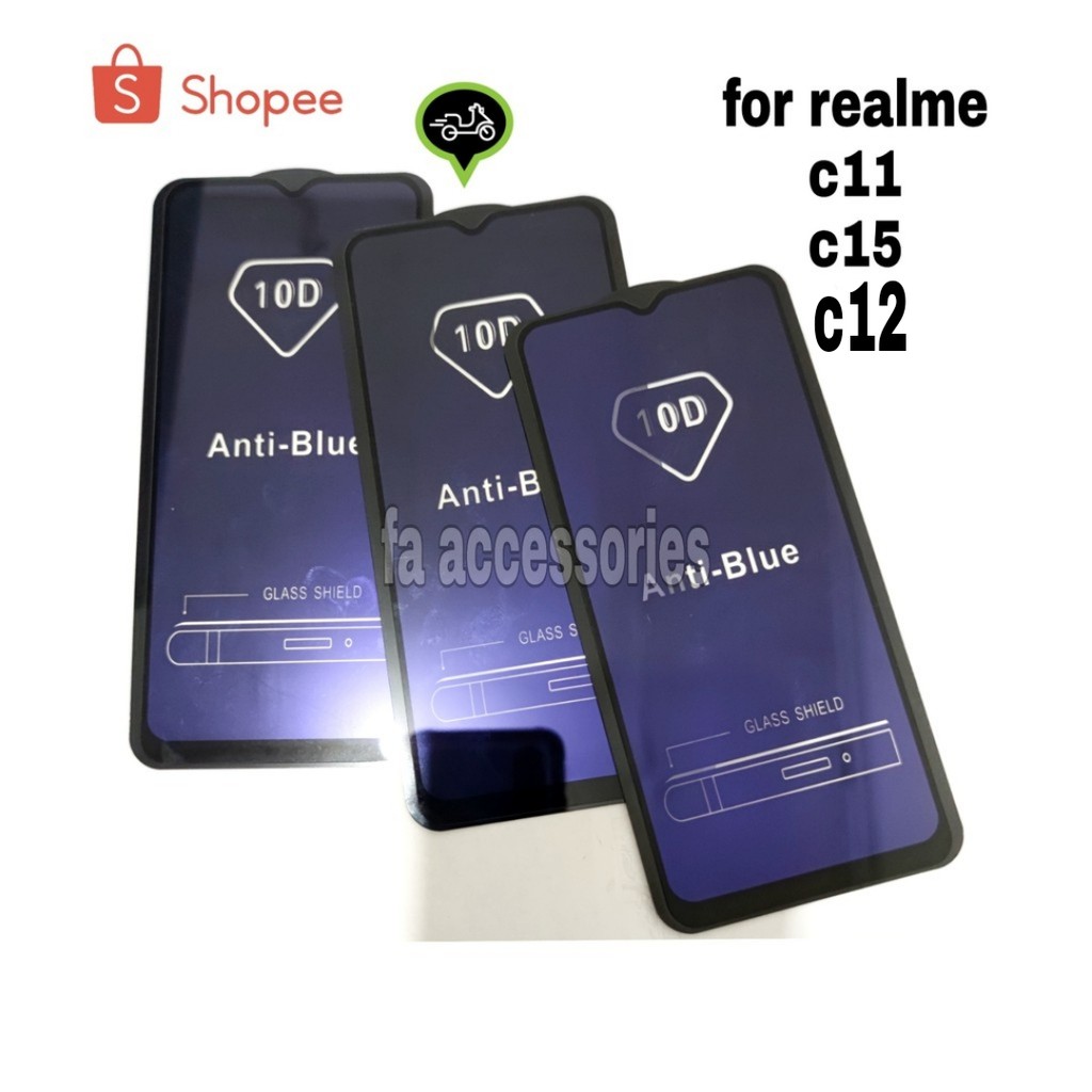 Tempered Glass Bluray Anti Blue Light Full 10D 99D Realme C11 C12 C15 C17 C20 C21 C25 C30 C31 C35 C33 C21Y C25S C30S C55 NFC Y S