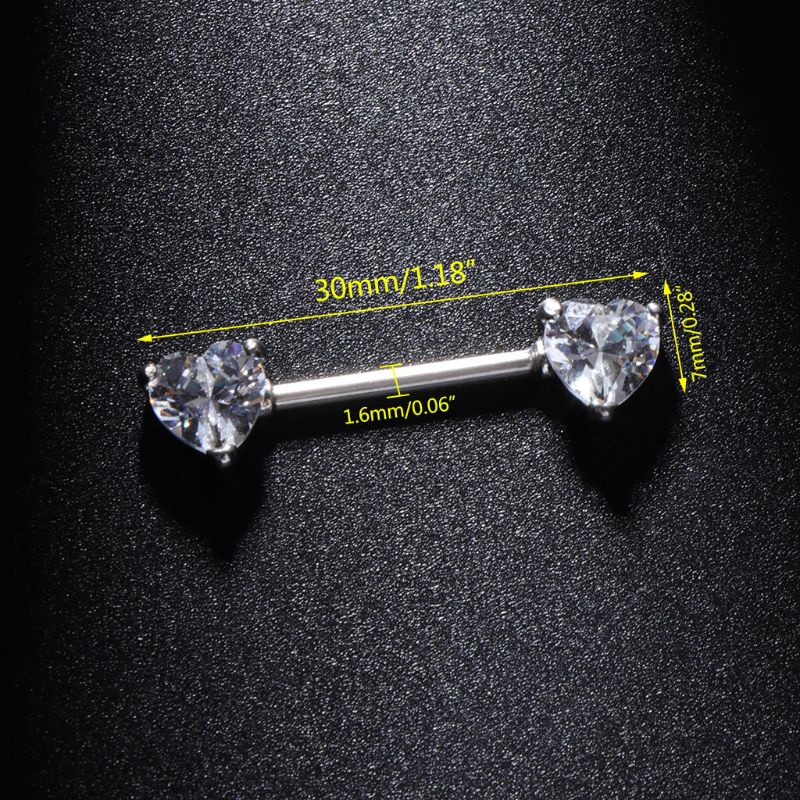 Siy 2pcsset Anting Tindik Puting Bentuk Hati Hias Zircon Gaya Sexy Untuk Wanita