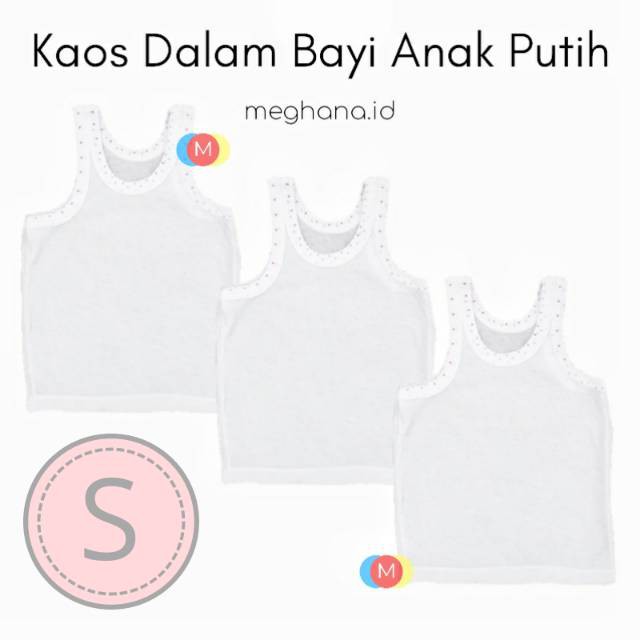 Kaos Dalam Anak Singlet Bayi Warna Putih Polos Size S  Harga Grosir