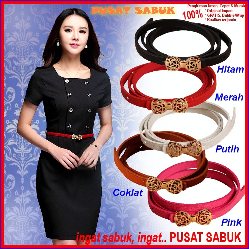 Ikat Pinggang Wanita Women Belt Sabuk Gesper Kulit Gold Tali Fashion kecil Warna per Korea cantik cm