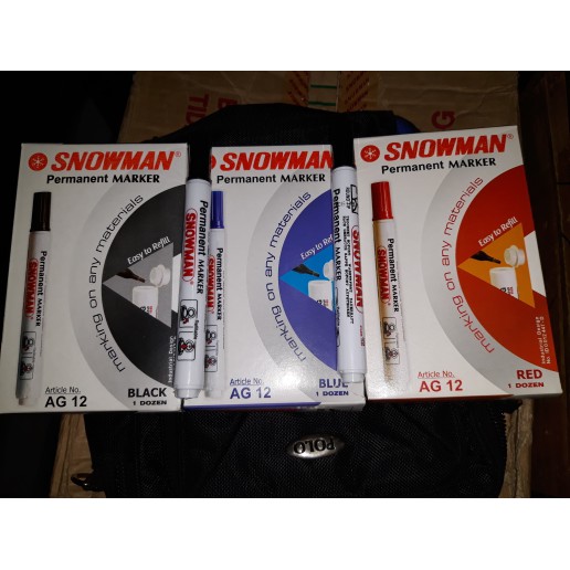 

Terlaris Spidol Permanent Marker Snowman AG 12 (spidol hitam . biru . merah) - Hitam Elegan