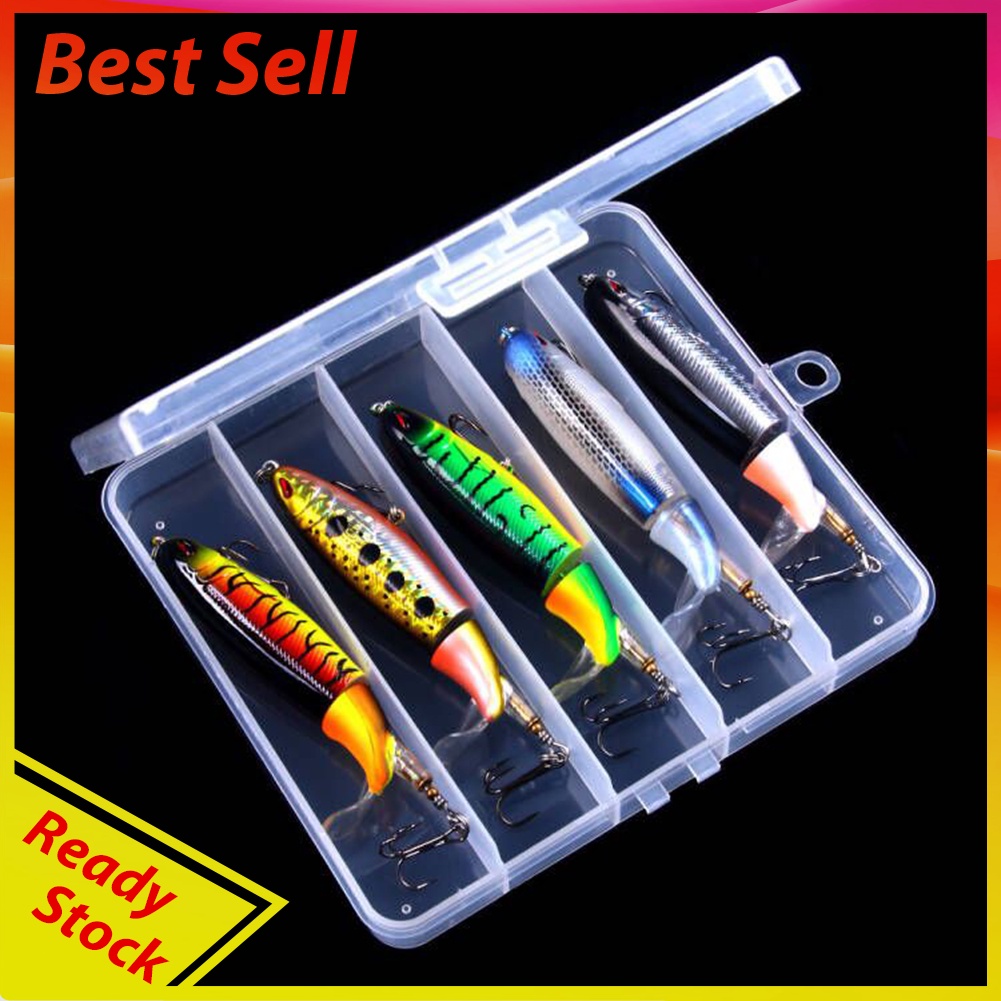 5pcs Floating Popper Fishing Lure Pencil Artificial Hard Swimbait Tackles