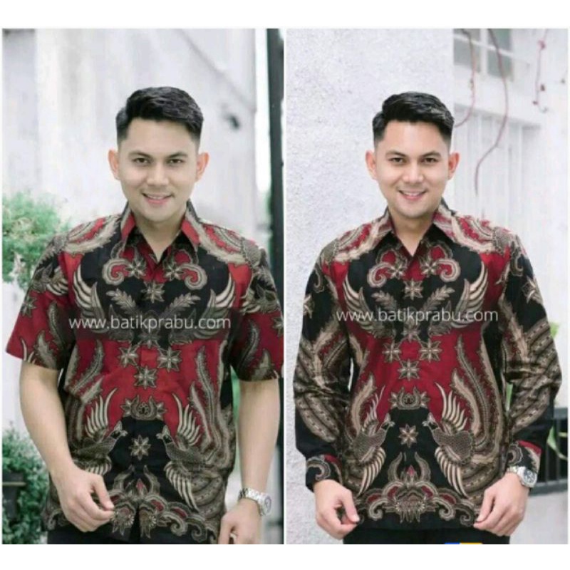 Batik kemeja pria lengan pendek&amp;panjang lapis furing bahan katun halus baturaden reguler KM01