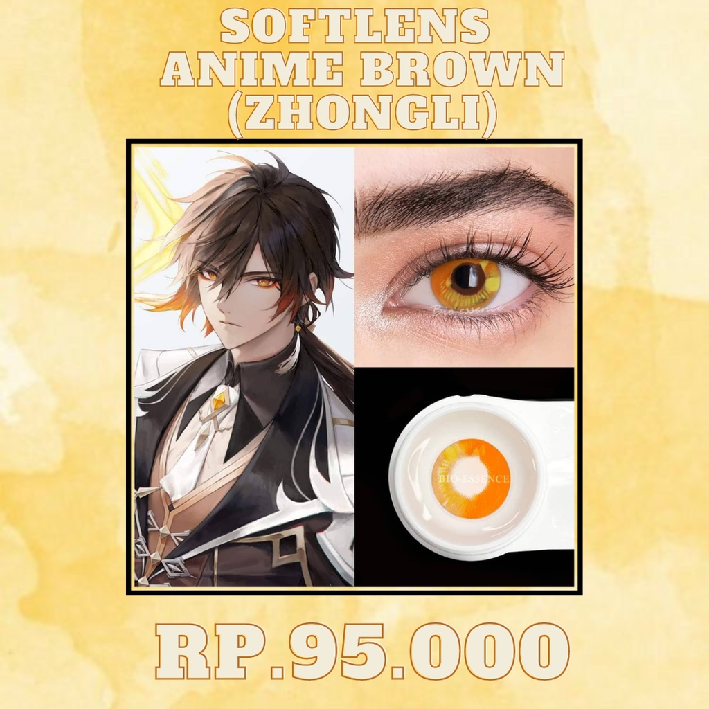 Softlens anime cosplay Zhongli Genshin Impact Gradasi Oranye Kuning Yellow Orange