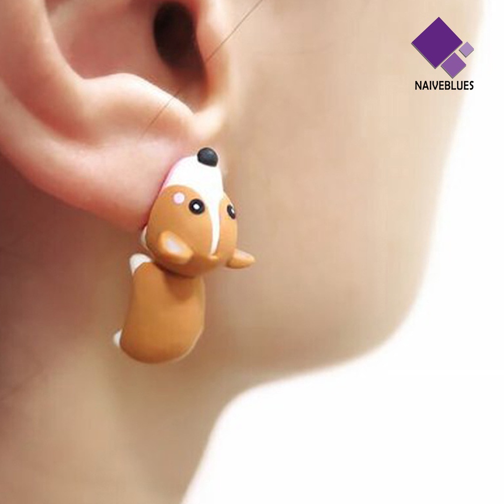 Anting Bentuk Kartun Hewan 3D Bahan Alloy Untuk Wanita