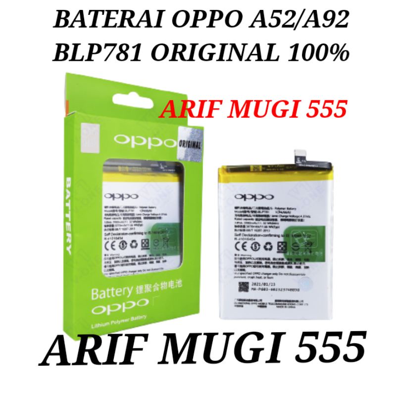 Baterai Batrai Battery Batre Hp Oppo A52/A92 BLP781 Original 100%