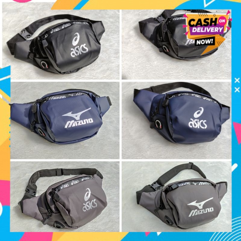 New tas waistbag mizuno tas selempang asic Tas Pinggang Tas Pria
